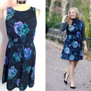 NWT Loft photo floral rose shift dress with tie sz S